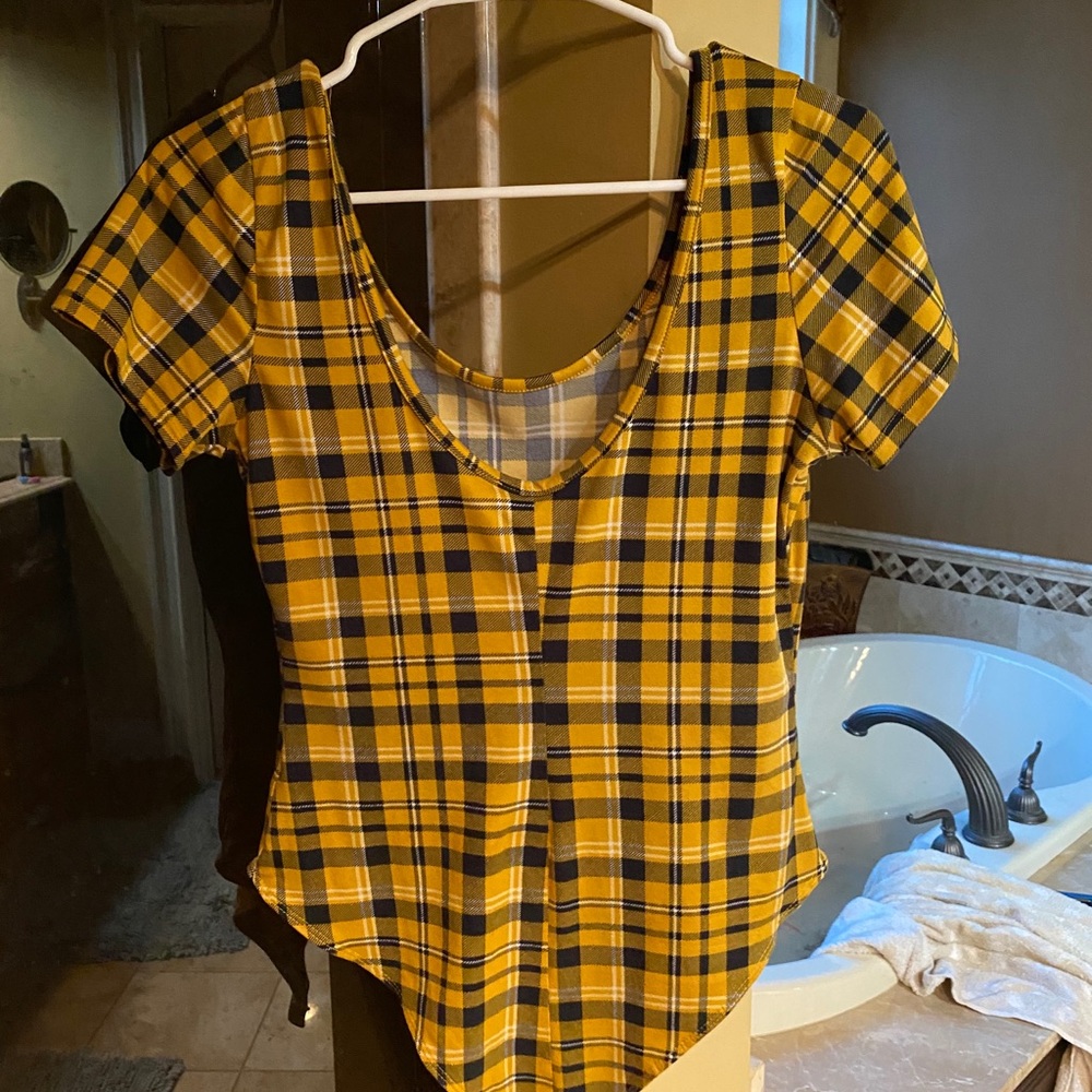 Yellow And Black Plaid Yellow Bodysuit